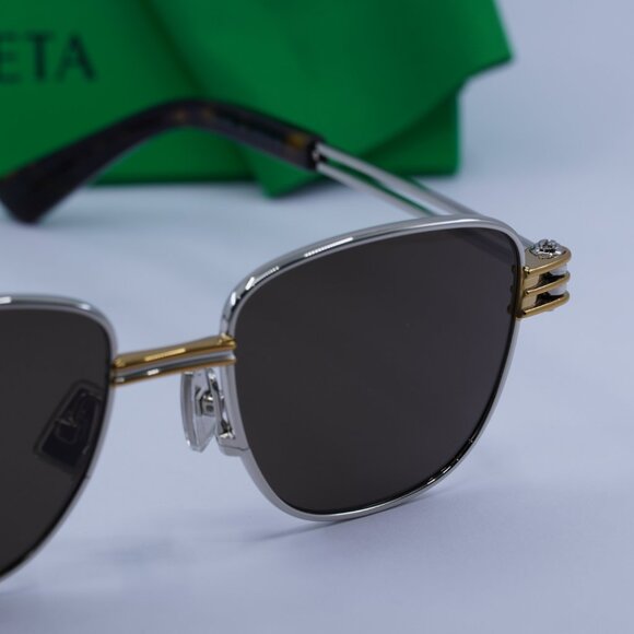 Bottega Veneta BV1380S 001 Square Sunglasses - Silver/Brown - Picture 5 of 11
